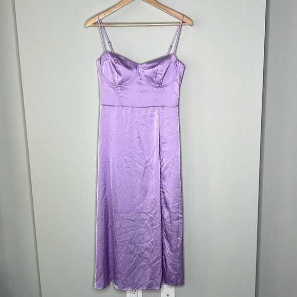 ASTR The Label Bustier Satin Midi Dress in Lavender Size Large NWOT! - Picture 6 of 13
